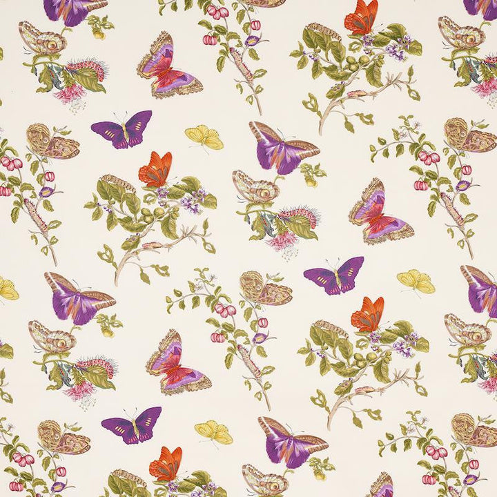 Baudin Butterfly Chintz Purple 178722 by Schumacher Designer Fabric Schumacher Classics 27.38" - Swanky Fabrics -