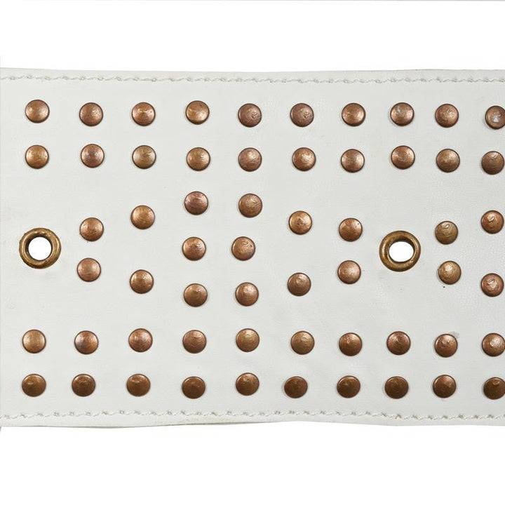 Studded Leather Ivory 76090 by Schumacher Designer Trim Luxe Lodge - Swanky Fabrics -