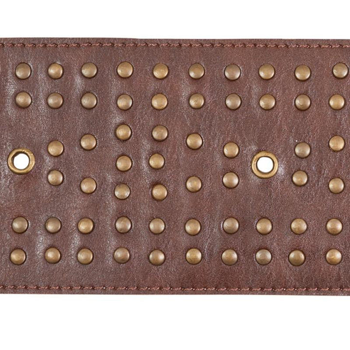Studded Leather Brown 76091 by Schumacher Designer Trim Luxe Lodge - Swanky Fabrics -