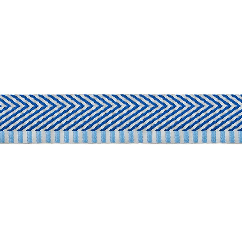 Chevron Twill Tape Blue 76113 by Schumacher Designer Trim Club Cavalier - Swanky Fabrics -