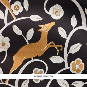 Schumacher Wallpaper Les Gazelles Au Bois Vinyl Noir 5010140
