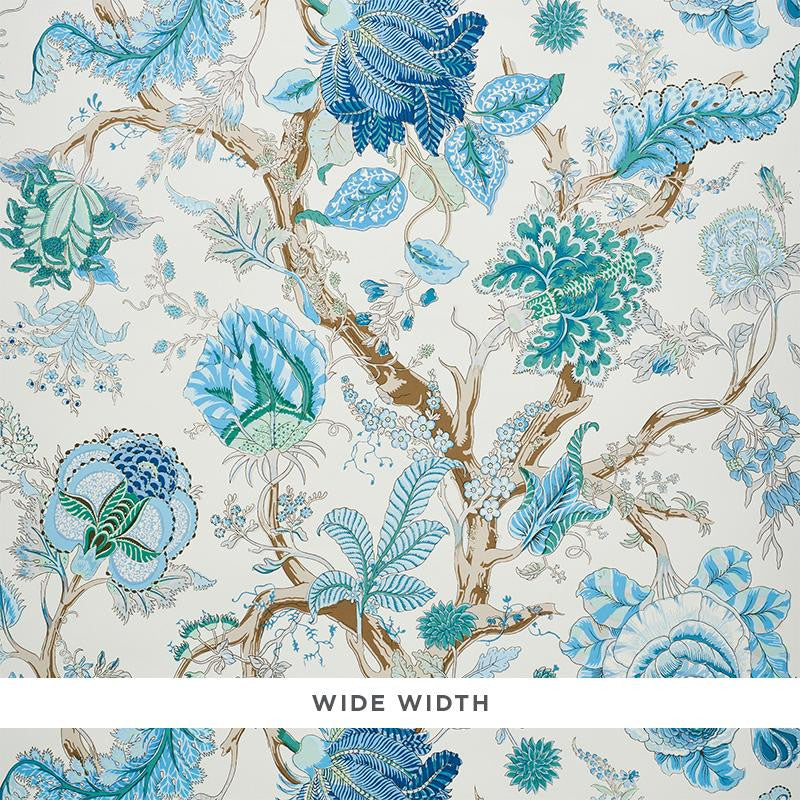 Indian Arbre Peacock & Emerald 5010492 by Schumacher Designer Wallpaper Signature Schumacher 52.0" - Swanky Fabrics -