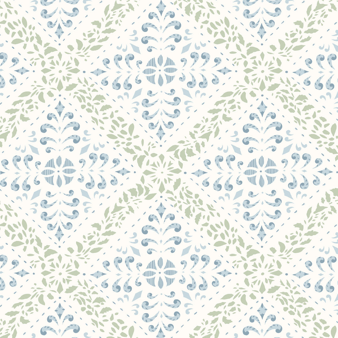 Schumacher Wallcovering Nyborg - Blue And Green