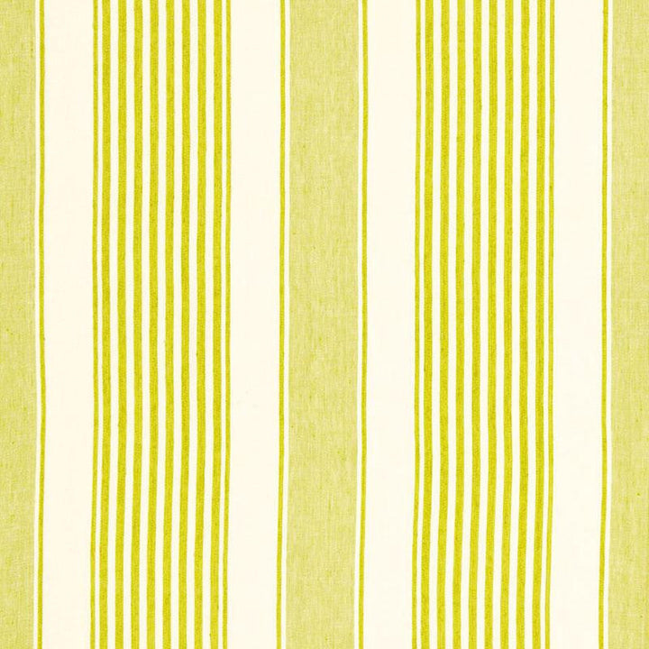 Summerville Linen Stripe Limeade 66091 by Schumacher Designer Fabric Sea Island Stripe 13.5" - Swanky Fabrics -