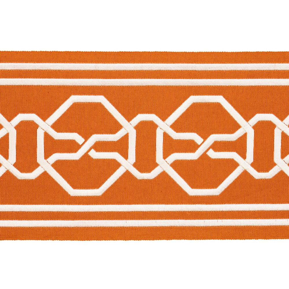 Malmaison Tape Tangerine 66152 by Schumacher Designer Trim Mary Mcdonald 3.75" - Swanky Fabrics -