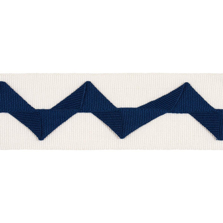 Lazare Appliqu Tape Navy On Ivory 82241 by Schumacher Designer Trim New Traditional: Provenal 2.0" - Swanky Fabrics -