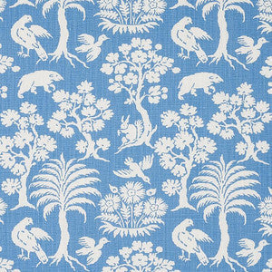 Schumacher Fabric Woodland Silhouette Blue 176176