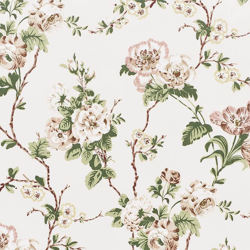 Betty Chintz Quiet Pink 178400 by Schumacher Designer Fabric Veere Grenney 13.5" - Swanky Fabrics -