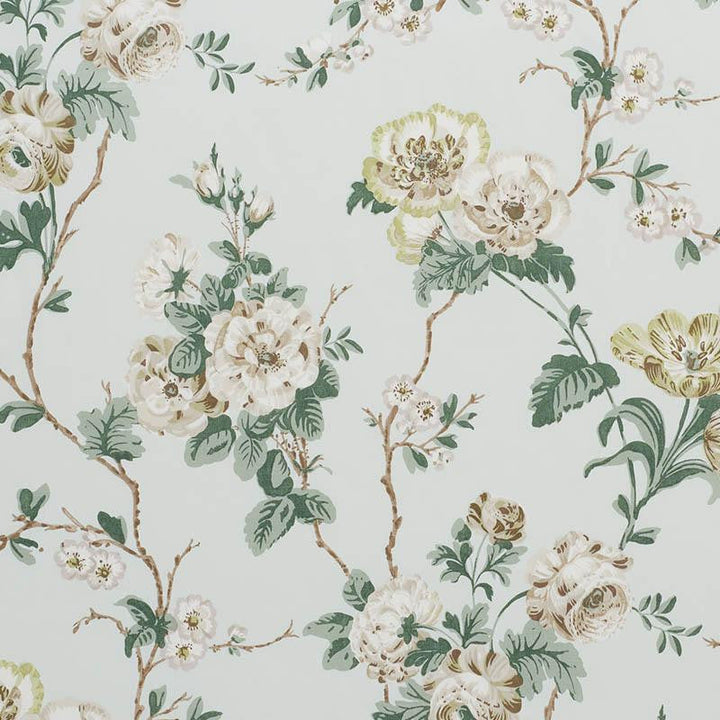 Betty Chintz Celadon 178402 by Schumacher Designer Fabric Veere Grenney 13.5" - Swanky Fabrics -