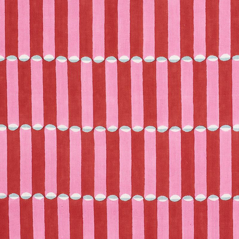 Luna Hand Block Print Pink & Red 179280 by Schumacher Designer Fabric Molly Mahon 1.75" - Swanky Fabrics -
