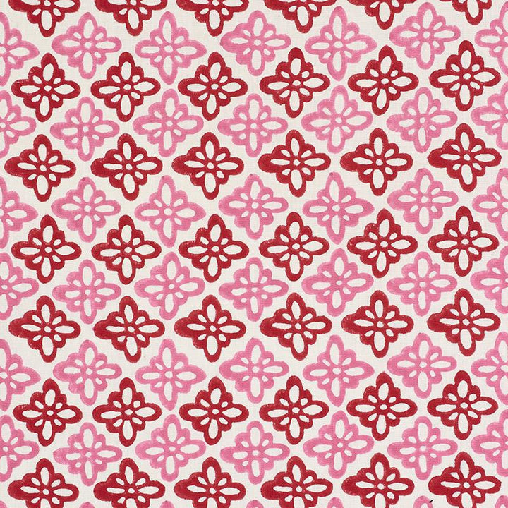 Pattee Hand Block Print Pink 179300 by Schumacher Designer Fabric Molly Mahon 3.0" - Swanky Fabrics -