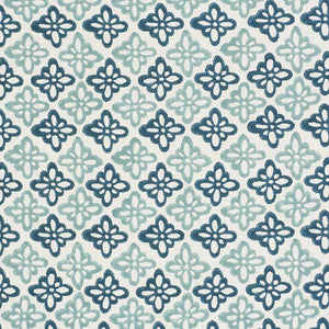 Schumacher Fabric Pattee Hand Block Print Blue 179301