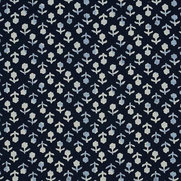 Beatriz Handprint Indigo 179351 by Schumacher Designer Fabric Jacaranda 4.38" - Swanky Fabrics -