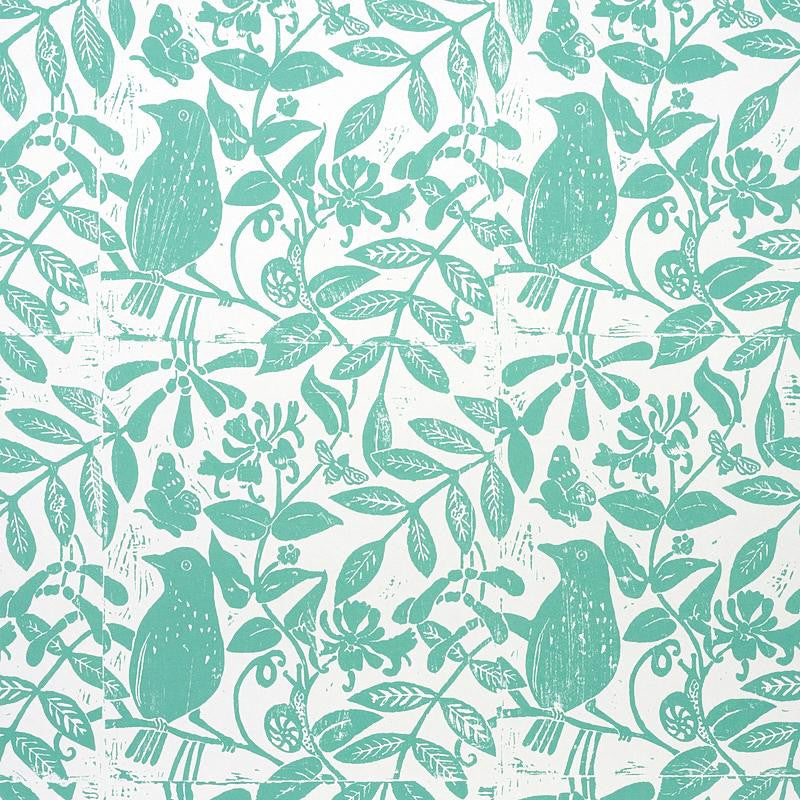 Bird & Bee Seaglass 5011192 by Schumacher Designer Wallpaper Molly Mahon 20.5" - Swanky Fabrics -