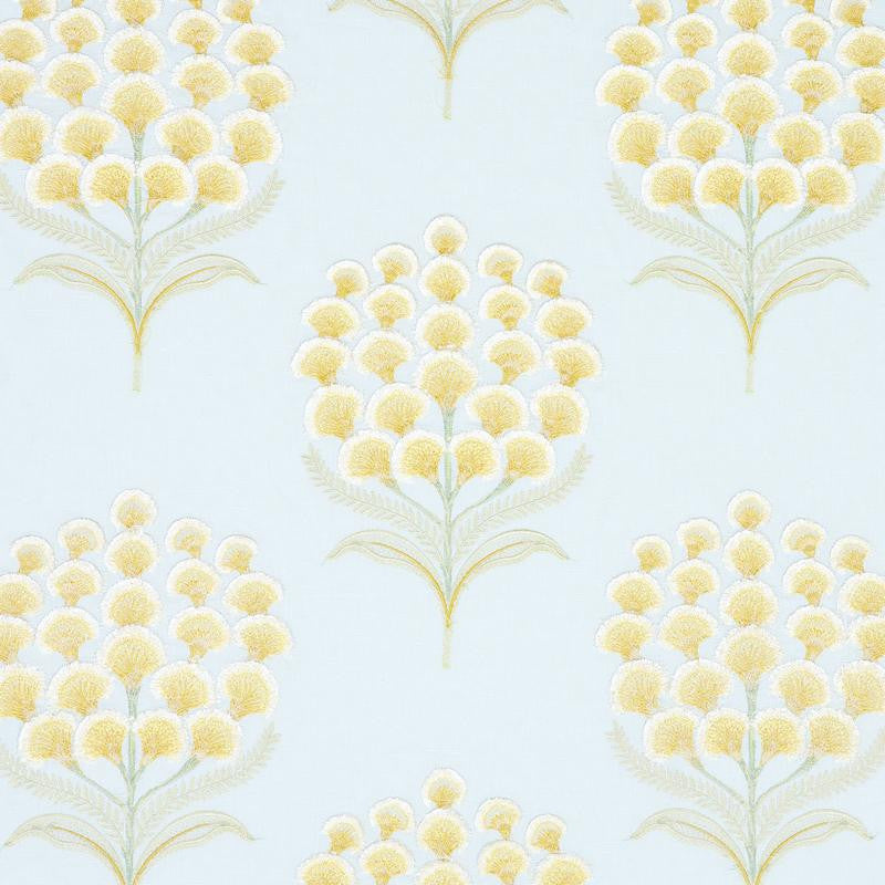Aurelia Embroidery Sky 78811 by Schumacher Designer Fabric Exquisite Embroideries 16.75" - Swanky Fabrics -