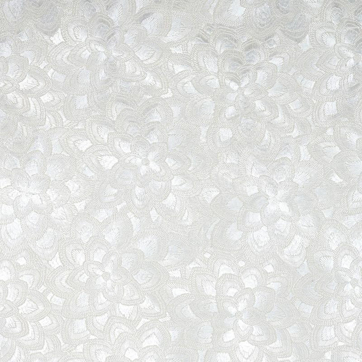 Lotus Embroidery Pearl 78341 by Schumacher Designer Fabric Exquisite Embroideries 16.75" - Swanky Fabrics -