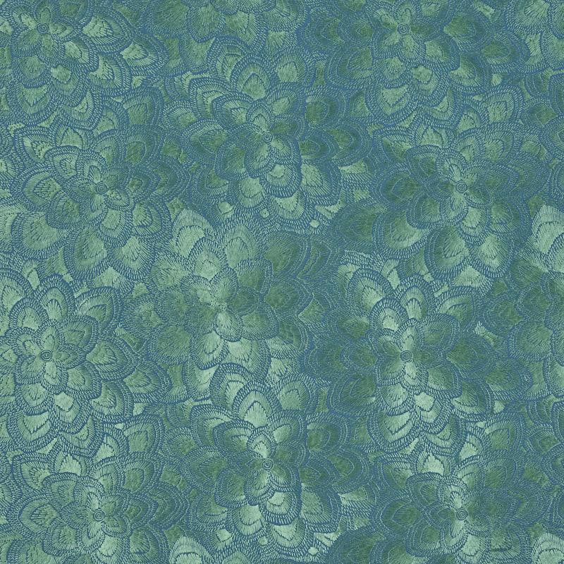 Lotus Embroidery Jade 78342 by Schumacher Designer Fabric Exquisite Embroideries 16.75" - Swanky Fabrics -