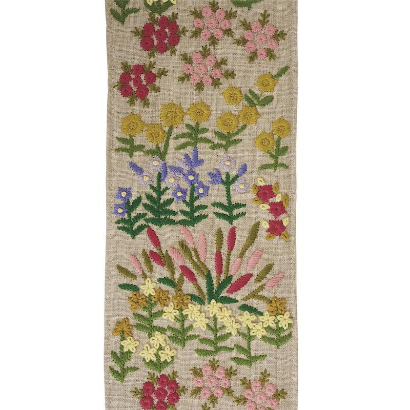 Lula Embroidered Tape Natural 79311 by Schumacher Designer Trim Exquisite Embroideries - Swanky Fabrics -