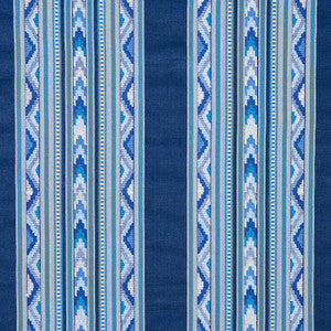 Schumacher Fabric Zarzuela Stripe Embroidery Indigo 78390
