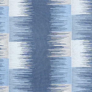 Schumacher Fabric Sunburst Stripe Embroidery Blues 78402