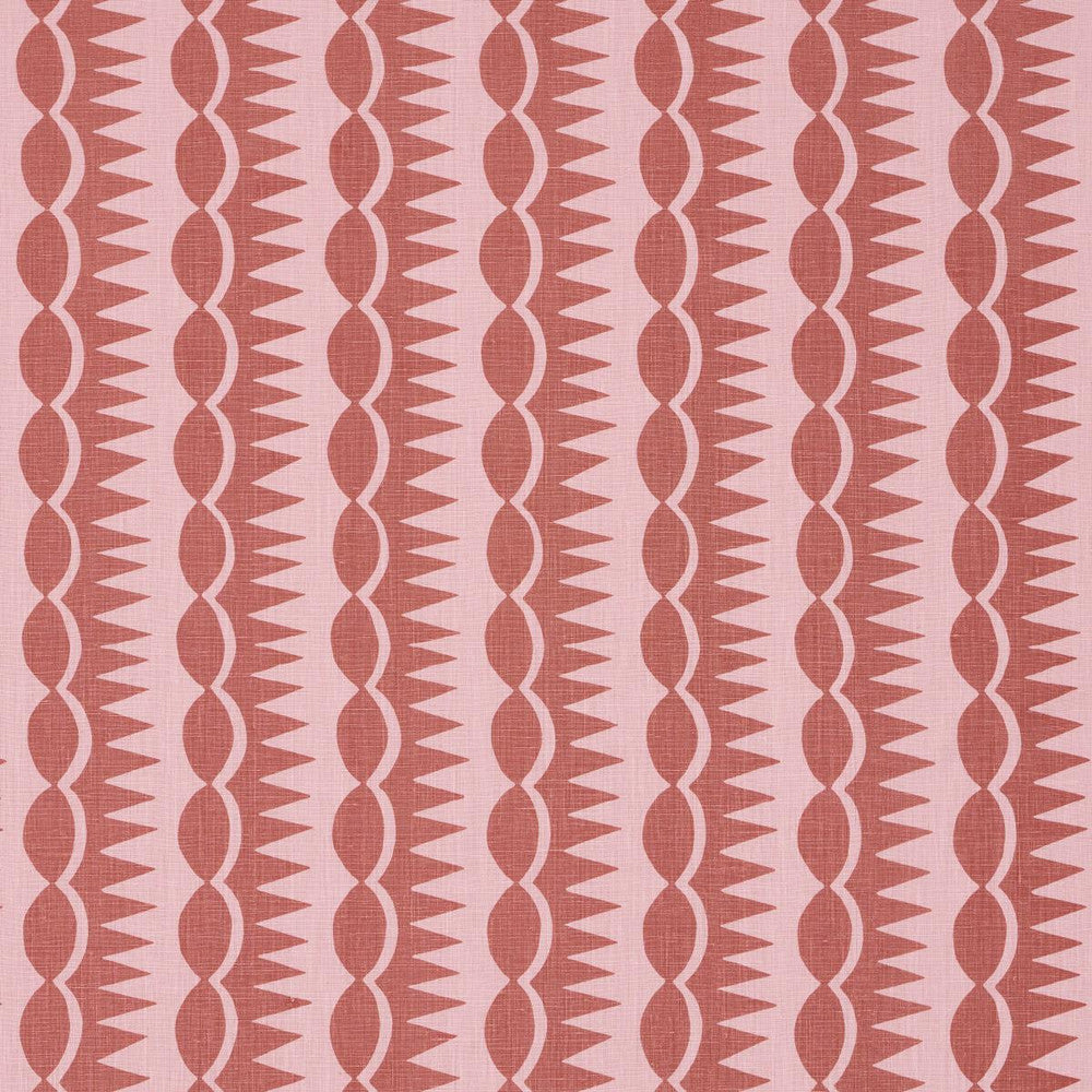 Dagger Stripe Red On Pink 181531 by Schumacher Designer Fabric Drusus Tabor 3.88" - Swanky Fabrics -