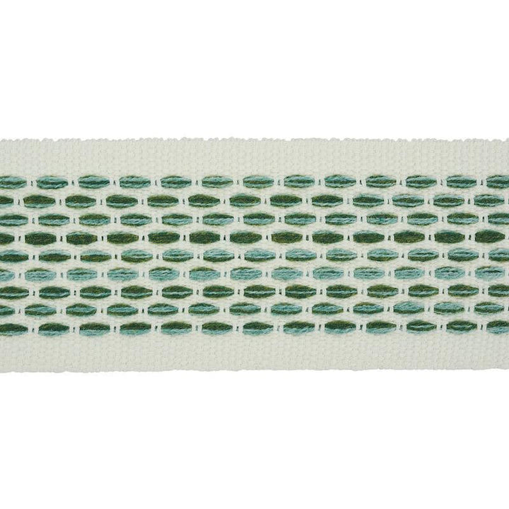 Portola Tape Indoor/Outdoor Green 79420 by Schumacher Designer Trim Indoor/Outdoor: Prints & Wovens - Swanky Fabrics -