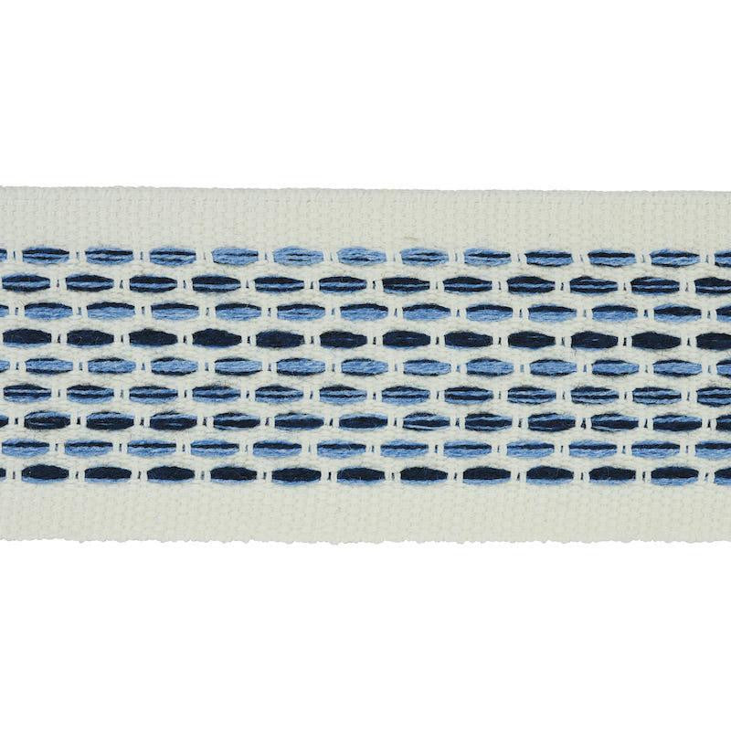 Portola Tape Indoor/Outdoor Blue 79421 by Schumacher Designer Trim Indoor/Outdoor: Prints & Wovens - Swanky Fabrics -