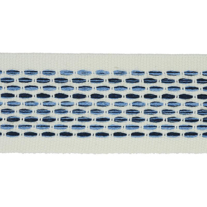 Portola Tape Indoor/Outdoor Blue 79421 by Schumacher Designer Trim Indoor/Outdoor: Prints & Wovens - Swanky Fabrics -