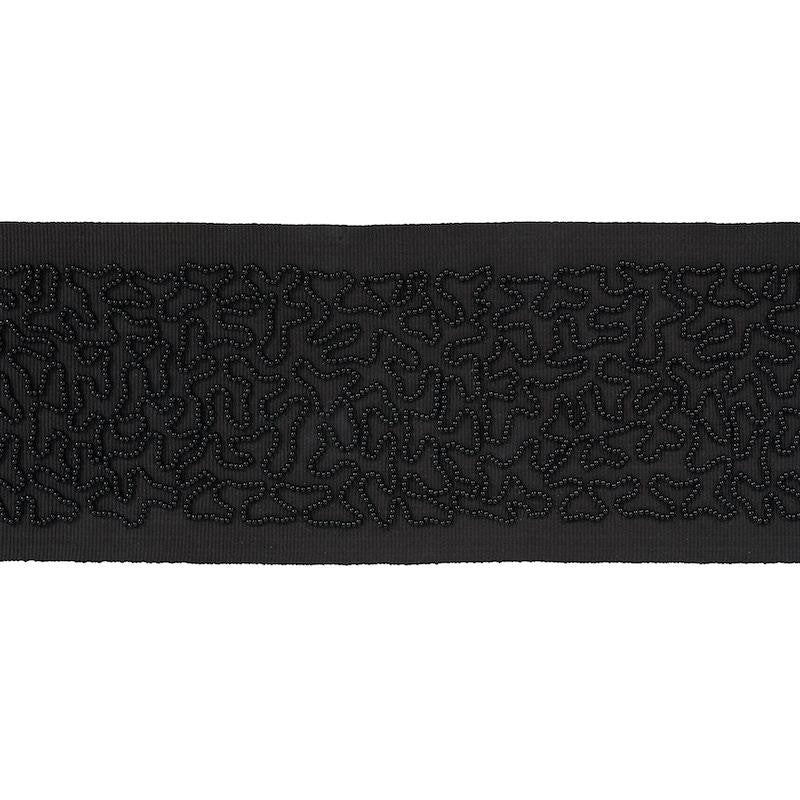 Vermicelli Beaded Tape Black 77482 by Schumacher Designer Trim Rive Gauche - Swanky Fabrics -