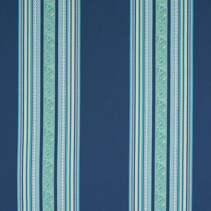 Markova Stripe Navy 78602 by Schumacher Designer Fabric Rive Gauche 13.5" - Swanky Fabrics -
