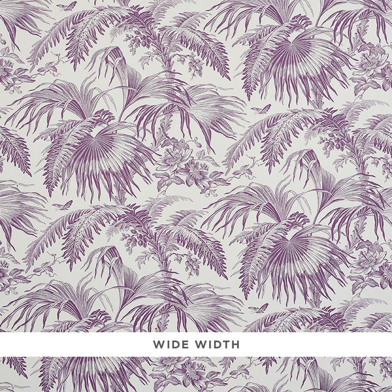 Toile Tropique Purple 5011482 by Schumacher Designer Wallpaper Jill Lasersohn 18.0" - Swanky Fabrics -