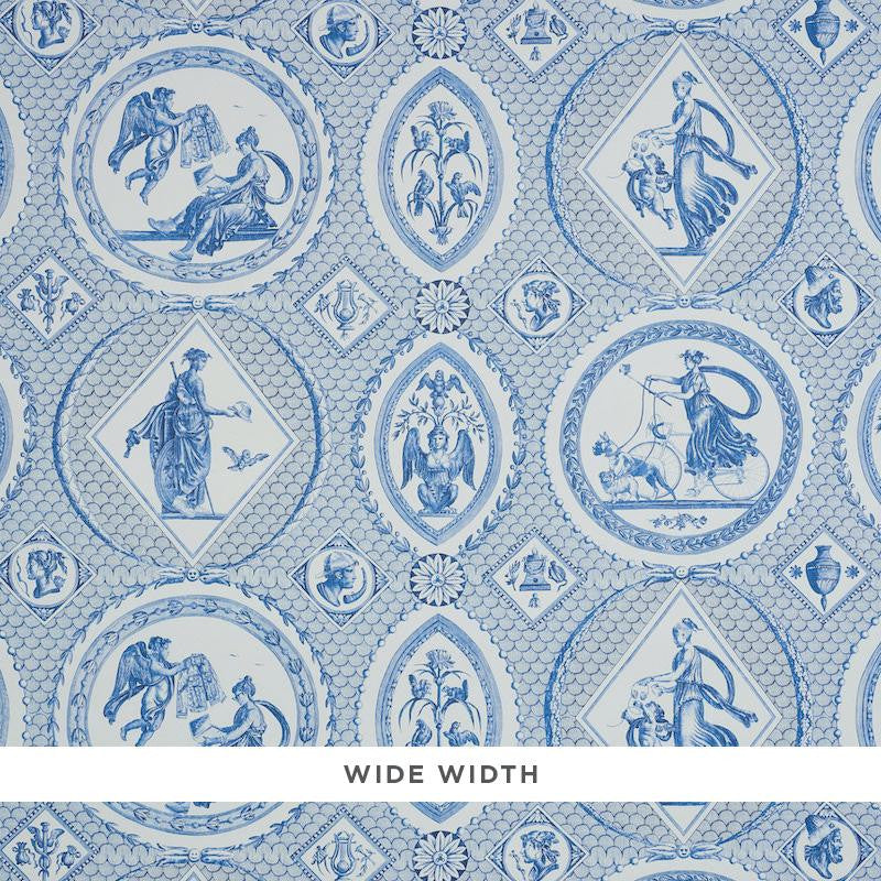 Les Scenes Contemporaines Blue 5011490 by Schumacher Designer Wallpaper Jill Lasersohn 38.5" - Swanky Fabrics -