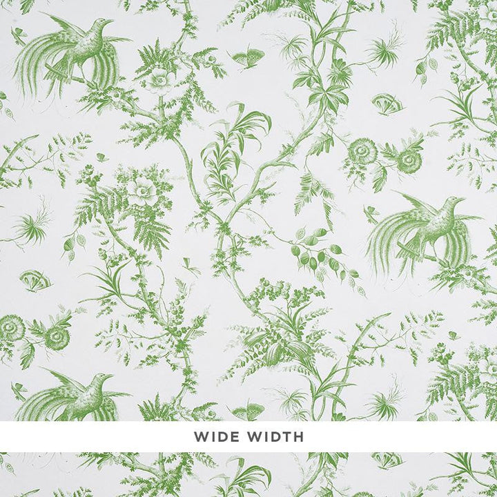 Toile De La Prairie Green 5011710 by Schumacher Designer Wallpaper Jill Lasersohn 26.88" - Swanky Fabrics -