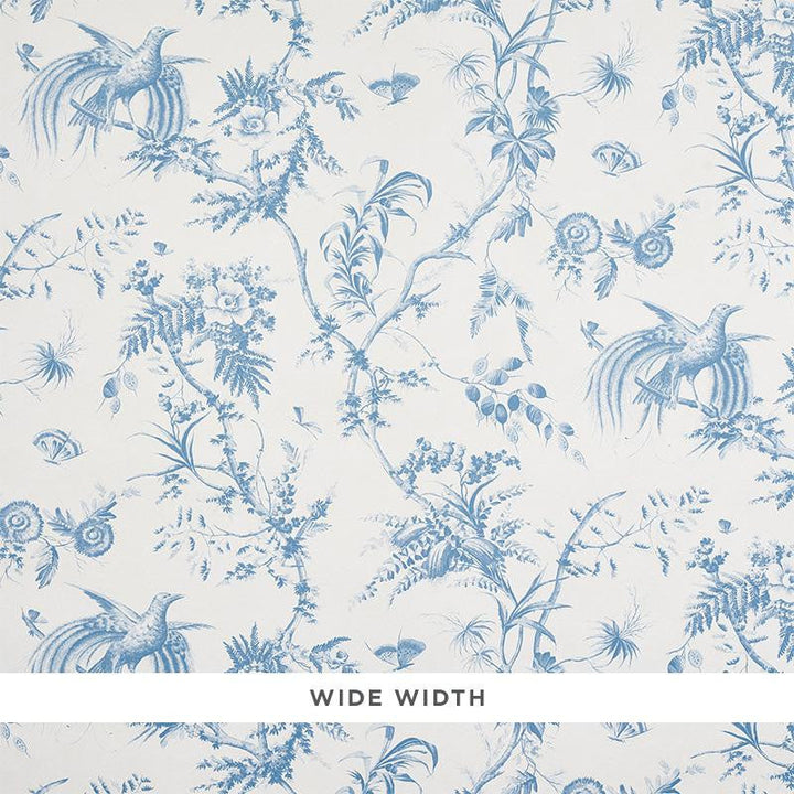 Toile De La Prairie Blue 5011711 by Schumacher Designer Wallpaper Jill Lasersohn 26.88" - Swanky Fabrics -