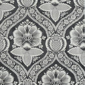 Schumacher Wallpaper Villandry Damask Print Black 5011752