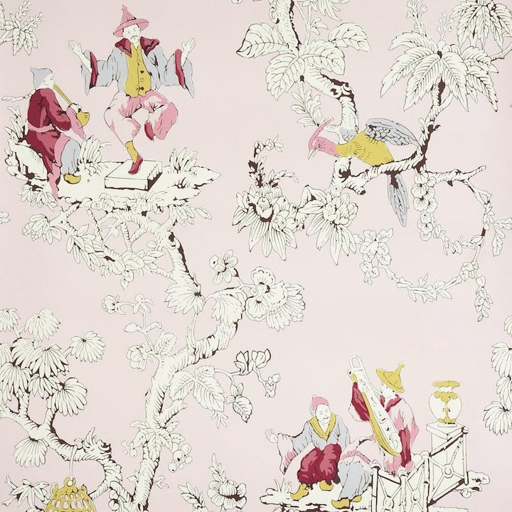 Chinoiserie Moderne Pink 5011651 by Schumacher Designer Wallpaper Perennial Favorites 27.0" - Swanky Fabrics -