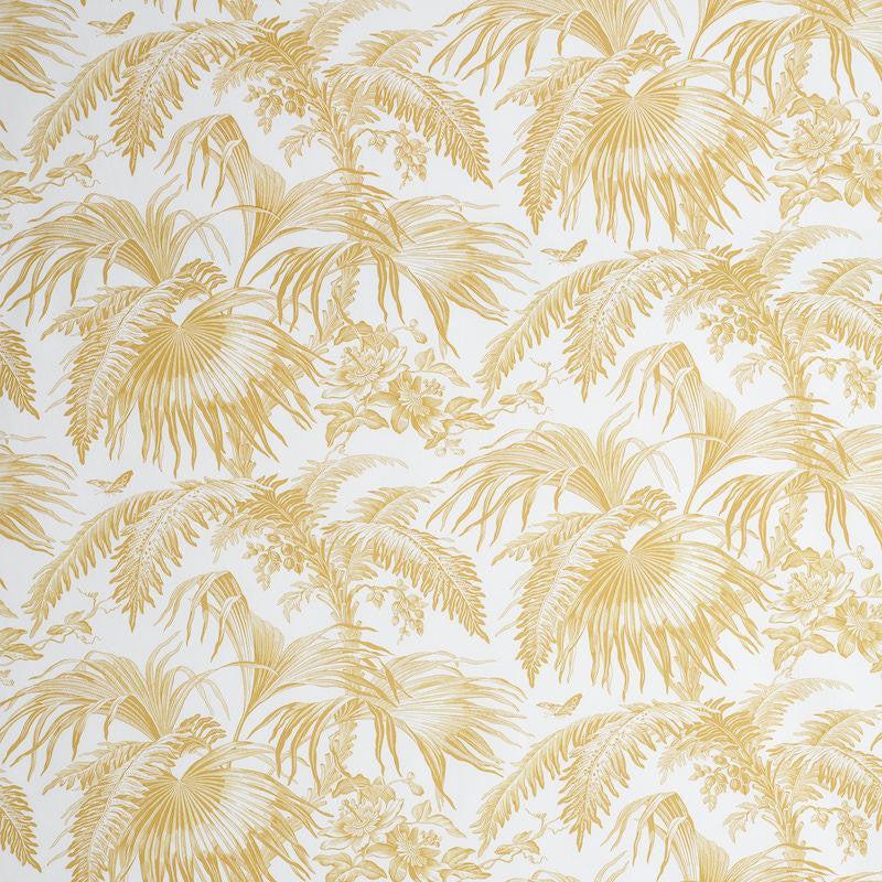 Toile Tropique Gold 179510 by Schumacher Designer Fabric Jill Lasersohn 18.0" - Swanky Fabrics -