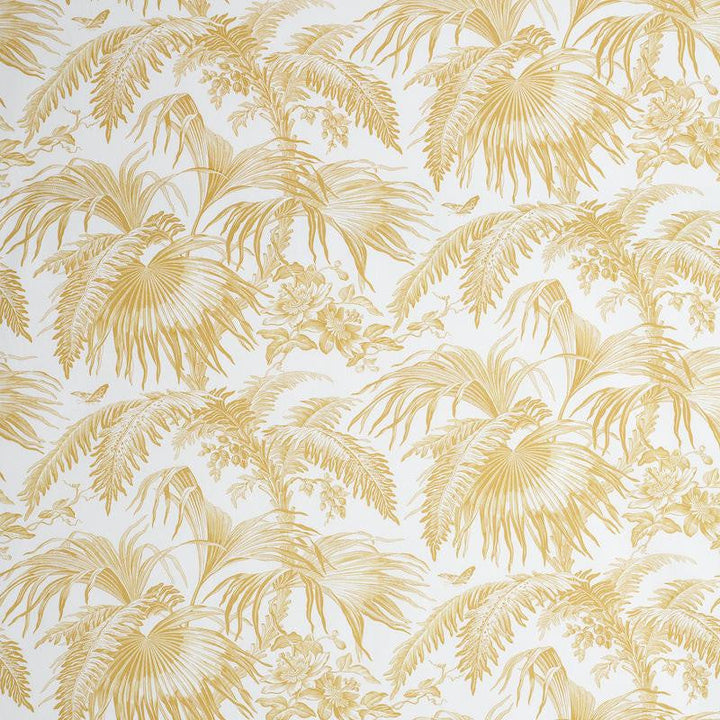 Toile Tropique Gold 179510 by Schumacher Designer Fabric Jill Lasersohn 18.0" - Swanky Fabrics -