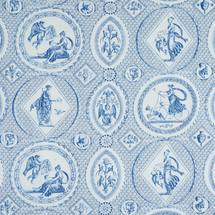 Les Scenes Contemporaines Blue 179560 by Schumacher Designer Fabric Jill Lasersohn 38.5" - Swanky Fabrics -