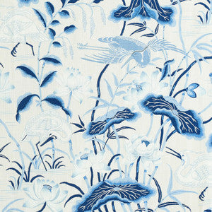 Schumacher Fabric Lotus Garden Porcelain 179042