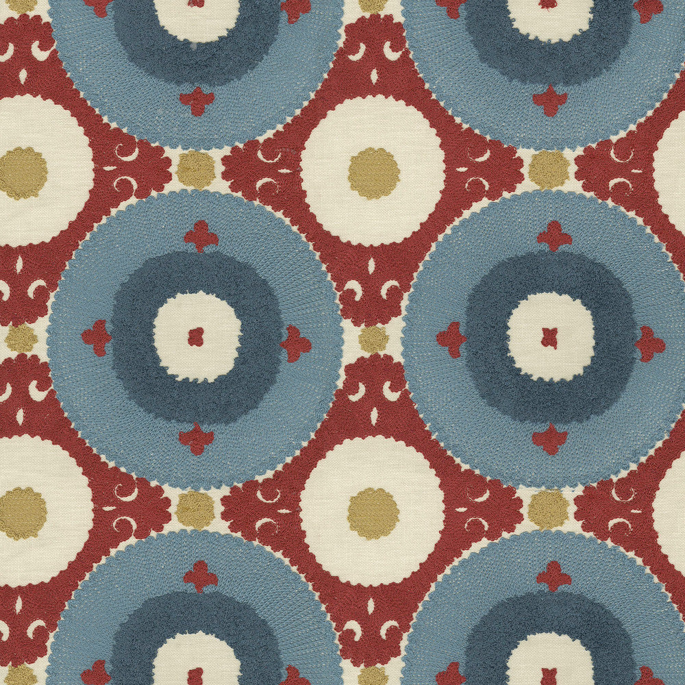 Uzbek Emb Jewel 470531 by PKL Studio Designer Fabric - Base: 52% polyester, 48% cotton Emb: 100% cotton India 17000 Horizontal: 9 and Vertical: 9.25 55 - Swanky Fabrics -