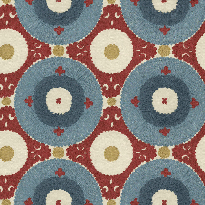Uzbek Emb Jewel 470531 by PKL Studio Designer Fabric - Base: 52% polyester, 48% cotton Emb: 100% cotton India 17000 Horizontal: 9 and Vertical: 9.25 55 - Swanky Fabrics -