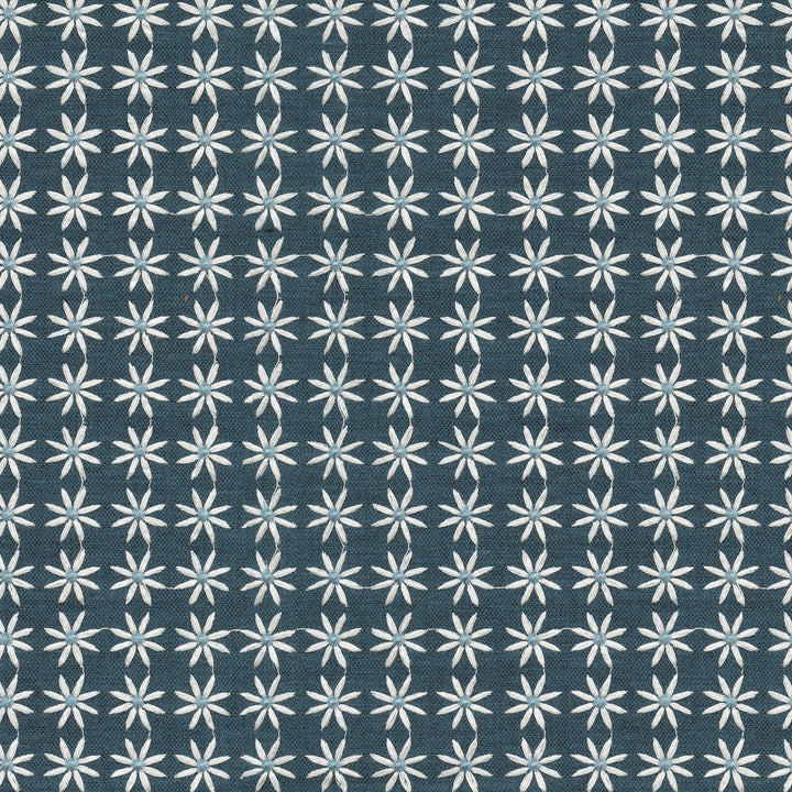 Daisy Emb Blue 470541 by PKL Studio Designer Fabric - Base: 28% cotton, 72% polyester Emb: 100% rayon India 51000 Horizontal: 1.1 and Vertical: 1 55 - Swanky Fabrics -
