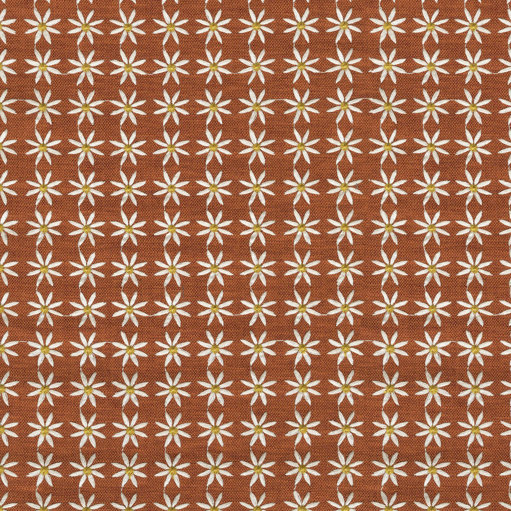Daisy Emb Spice 470542 by PKL Studio Designer Fabric - Base: 28% cotton, 72% polyester Emb: 100% rayon India 51000 Horizontal: 1.1 and Vertical: 1 55 - Swanky Fabrics -