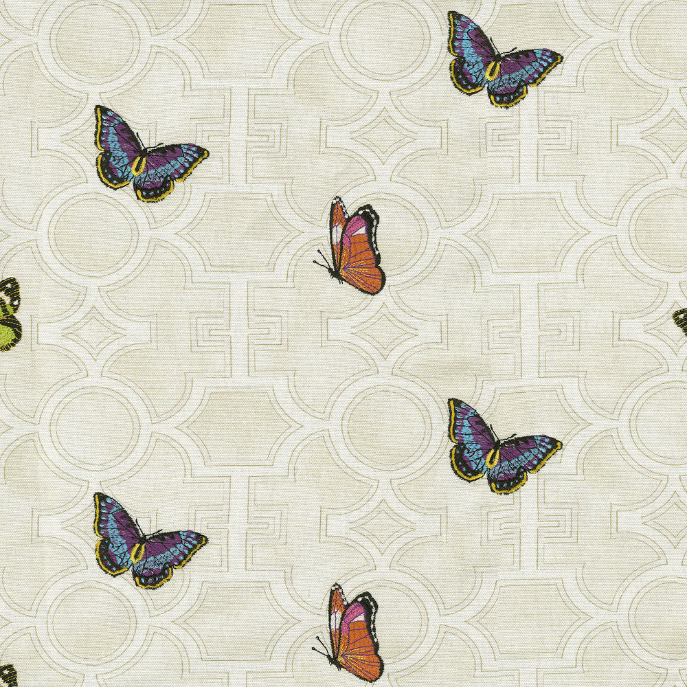 Mariposa Gardenia 470630 by PKL Studio Designer Fabric - 100% cotton Emb: 100% rayon India 51000 Horizontal: 6.75 and Vertical: 18.9 54 - Swanky Fabrics -