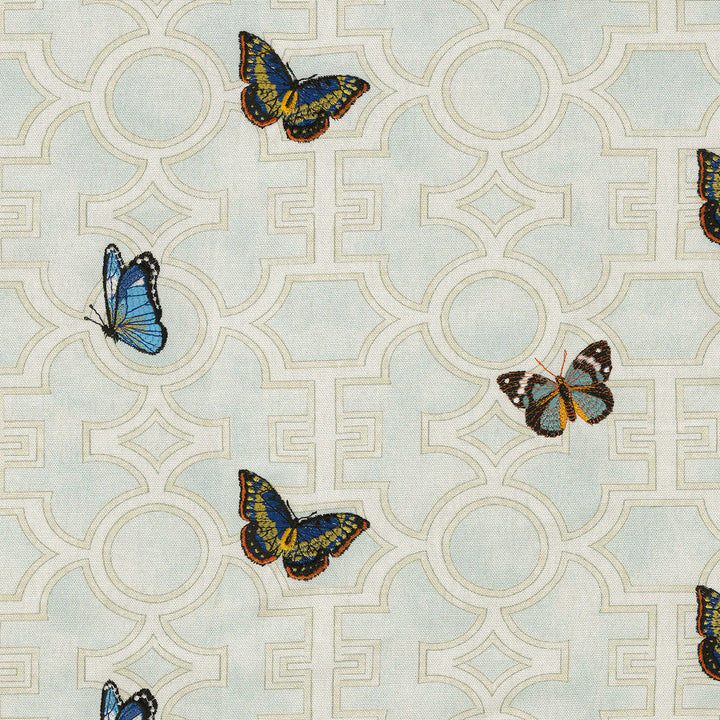 Mariposa Crystal 470631 by PKL Studio Designer Fabric - 100% cotton Emb: 100% rayon India 51000 Horizontal: 6.75 and Vertical: 18.9 54 - Swanky Fabrics -