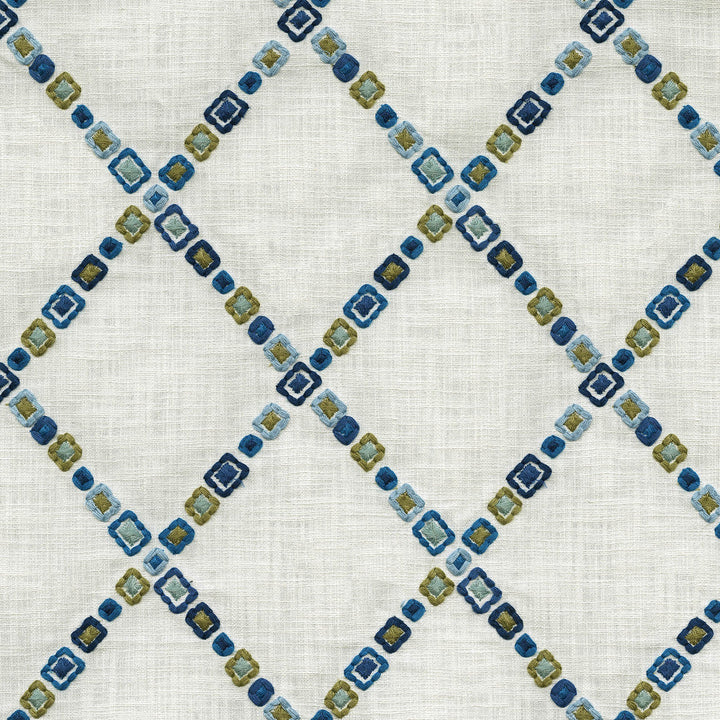 Diamond Jewel Emb. Aegean 471131 by P/K LIFESTYLES Designer Fabric - Base: 100% cotton / Emb. 100% polyester India 51000 Horizontal: 6.5 and Vertical: 7.5 55  - Swanky Fabrics -