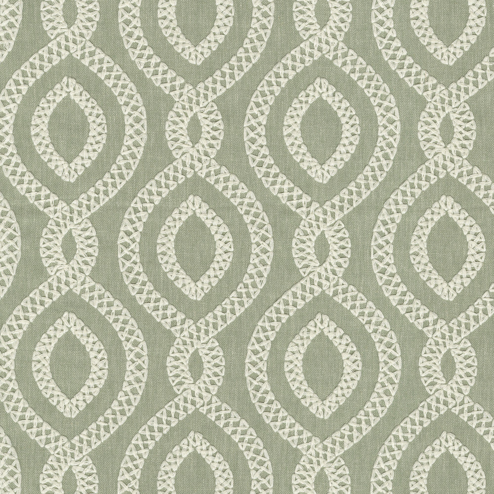 Pavilion Emb. Aloe 471284 by P/K LIFESTYLES Designer Fabric - Base 68% polyester, 21% linen, 11% cotton / Emb. 100% polyester India 51000 Horizontal: 6.75 and Vertical: 6.25 54  - Swanky Fabrics -
