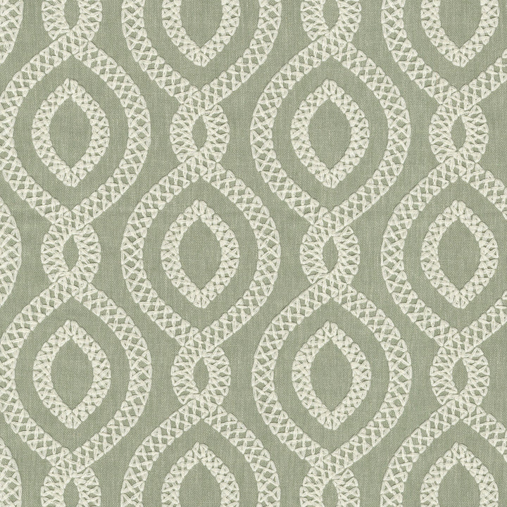 Pavilion Emb. Aloe 471284 by P/K LIFESTYLES Designer Fabric - Base 68% polyester, 21% linen, 11% cotton / Emb. 100% polyester India 51000 Horizontal: 6.75 and Vertical: 6.25 54  - Swanky Fabrics -