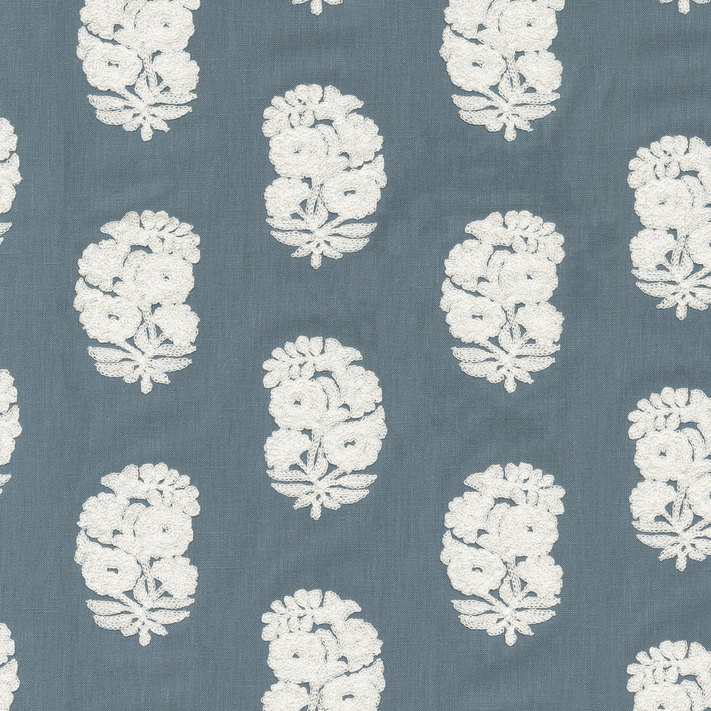 Bodhi Emb Cornflower by PK Lifestyles Designer Fabric - Base: 52% polyester, 48% cotton EMB: 50% cotton, 50% rayon India 29000 Horizontal: 6.75 and Vertical: 4.75 54 - Swanky Fabrics -
